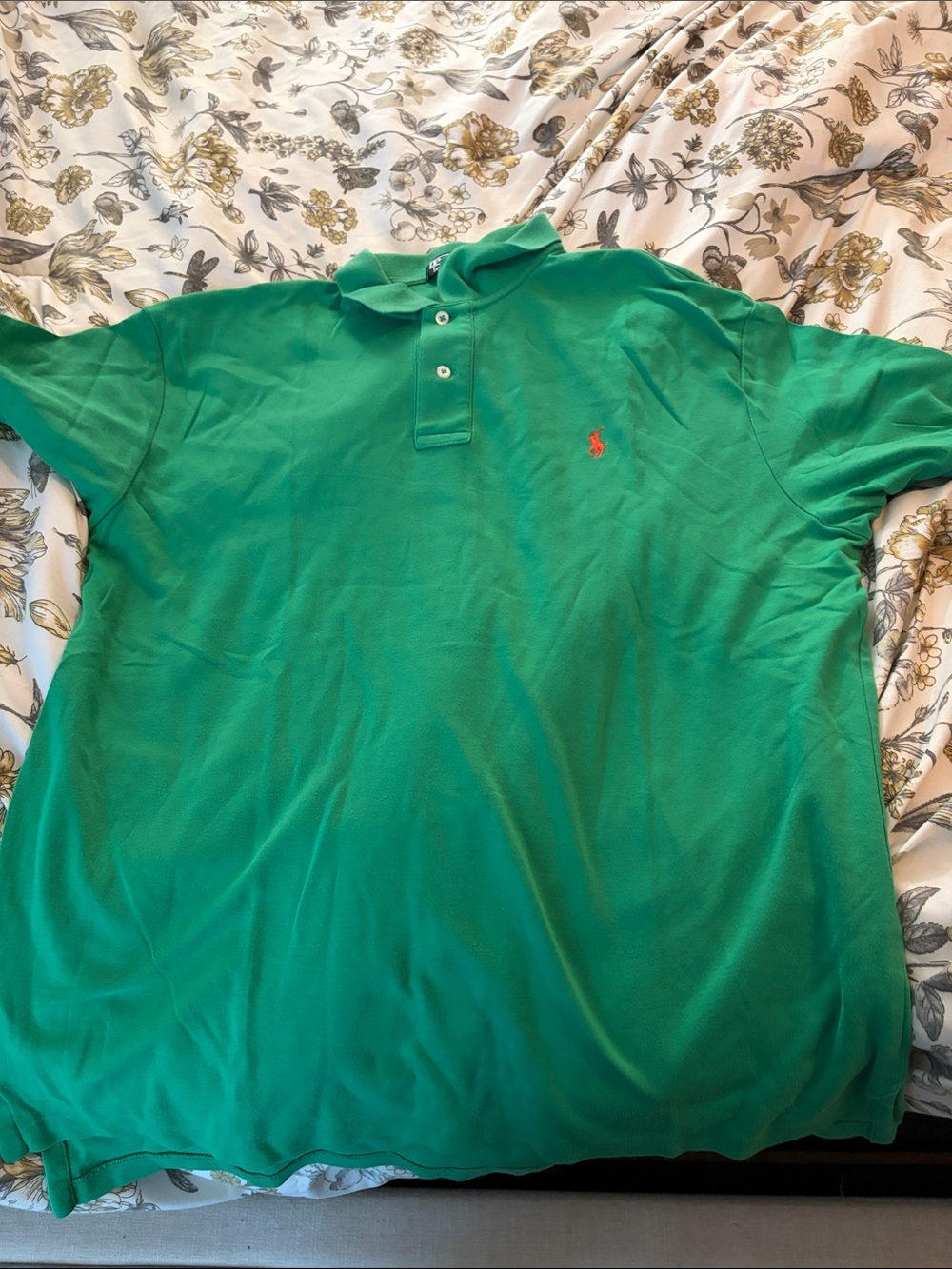 Ralph Lauren Bright Green Polo with Orange Pony Logo